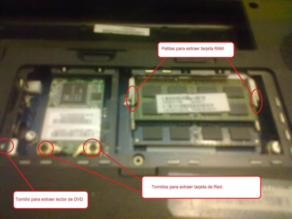 extraer memmori ram y tarjet wifi