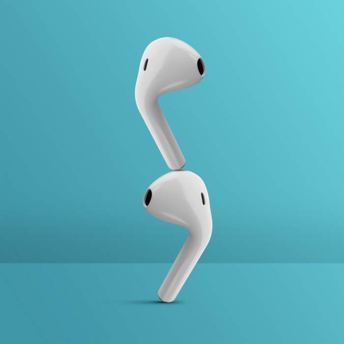 geniales auriculares fondo azul